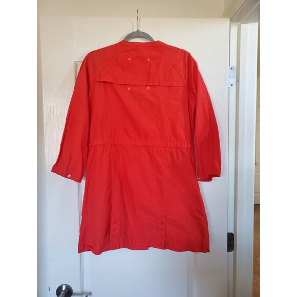 BB Dakota Lightweight Orange-Red Cotton Belted Pockets Jacket Dress, Size Large - Picture 10 of 15